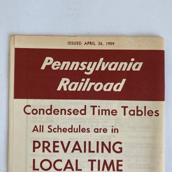 Vintage 1959 Pennsylvania Railroad Condensed Time Tables 4/26/1959 Railway Train - Picture 4 of 6
